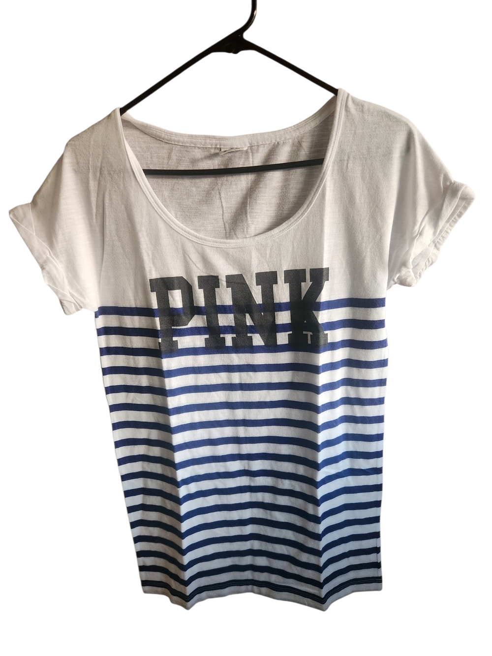 Victoria's Secret PINK White Tee with Navy Logo Tag